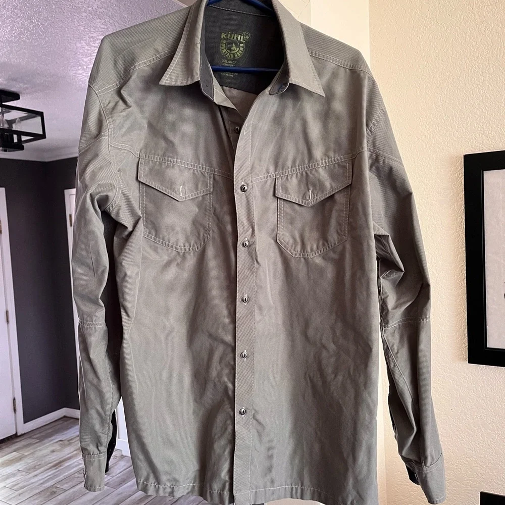 Kuhl Gray/Green Long Sleeve Hiking Shirt - Picture 1 of 10